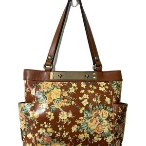 Patricia Nash Vintage Botanical Collection Rayleigh Leather Floral Tote Bag